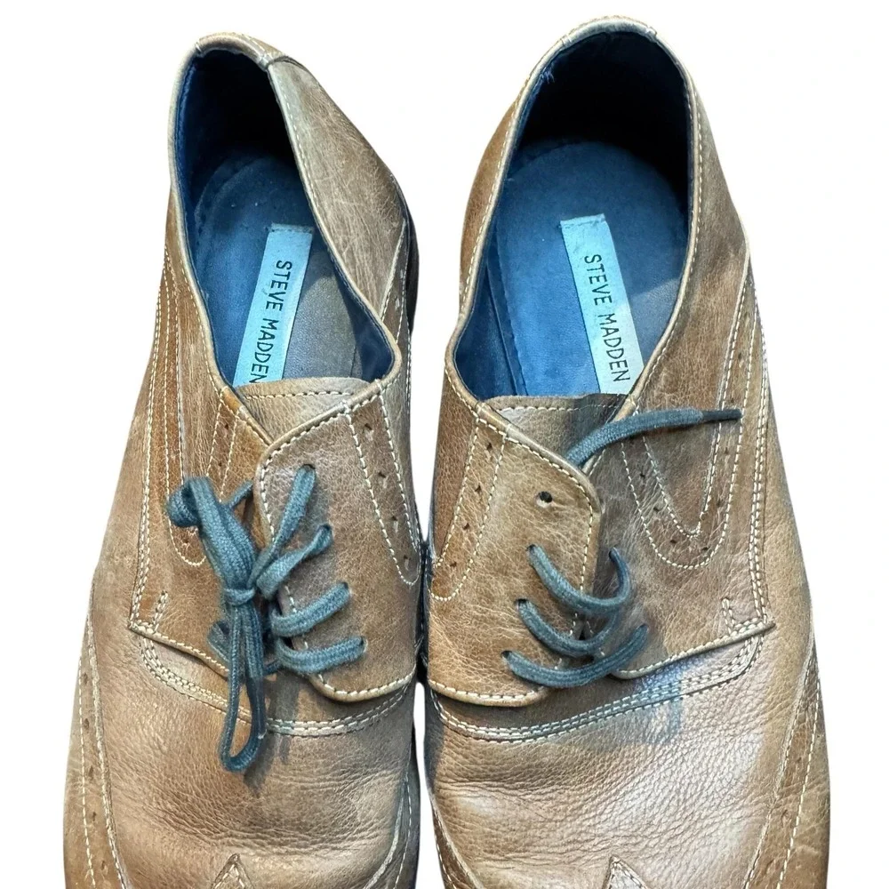 Steve Madden Higgdens Shoes Mens Size 13 Brown Leather Wingtip‎ Oxford Dress